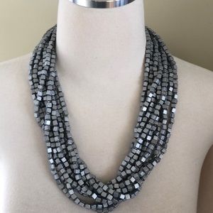 Anthropologie Multi strand beaded necklace silver